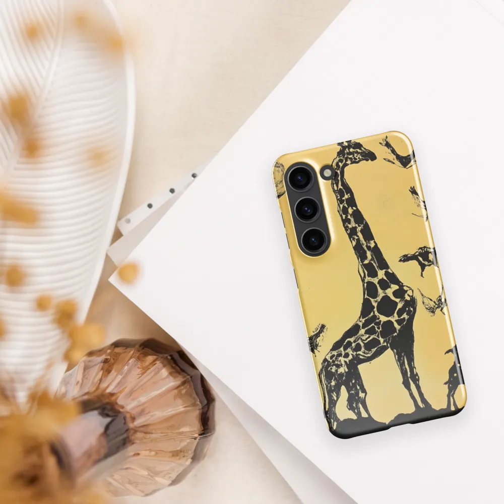 Whimsical Harmony of Giraffe and Birds