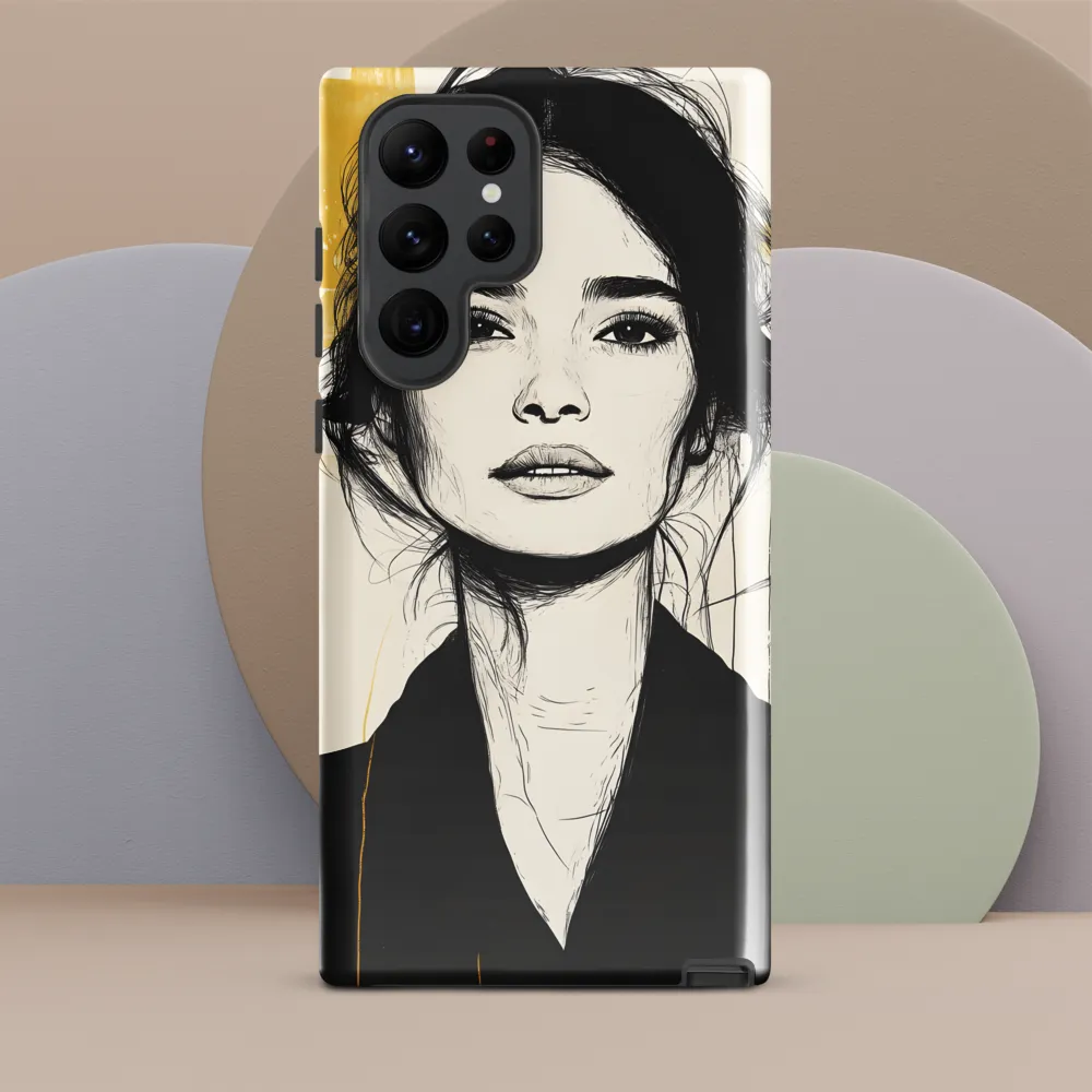Ink Portrait with Mustard Accents