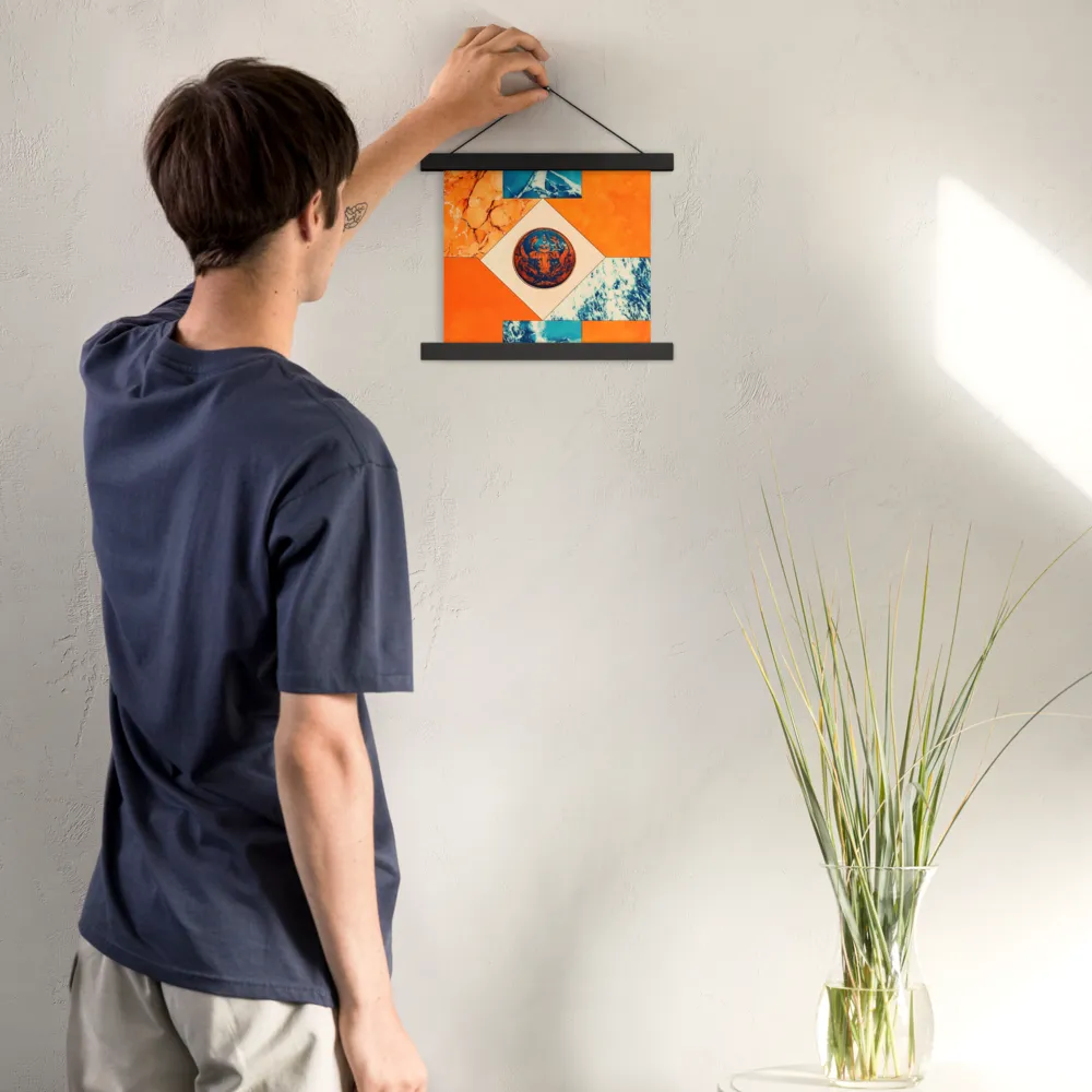 Harmonious Encounters: Abstract Geometry | Poster With Black Wood Hanger | 10″×10″