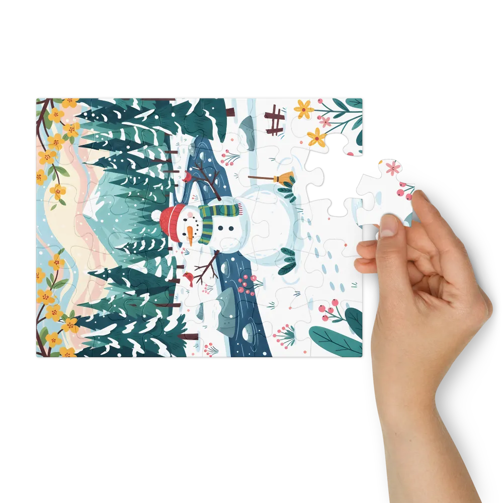 Snowman by the Stream 
 Jigsaw Puzzle in Tin Box