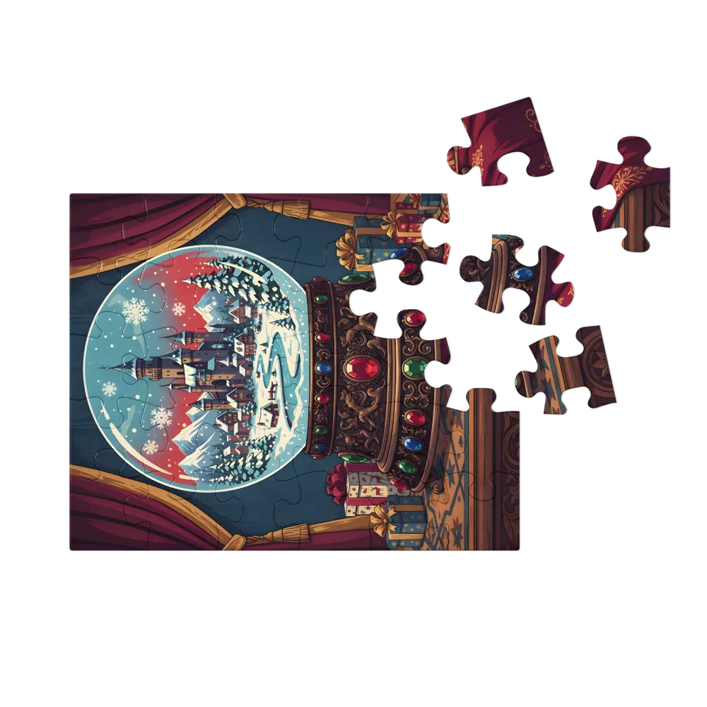 Winter Castle Snow Globe 
 Jigsaw Puzzle in Tin Box