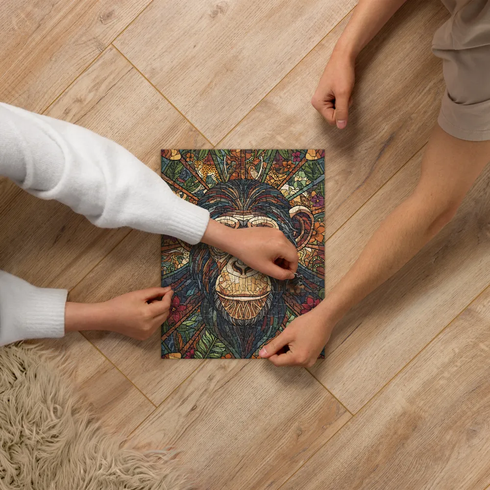 Stained-Glass Chimp 
 Jigsaw Puzzle