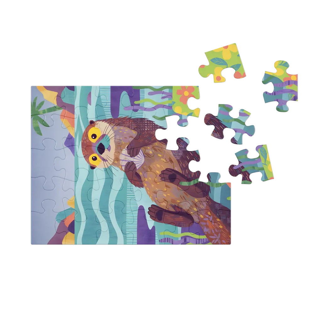 Shell-Holding Otter 
 Jigsaw Puzzle in Tin Box