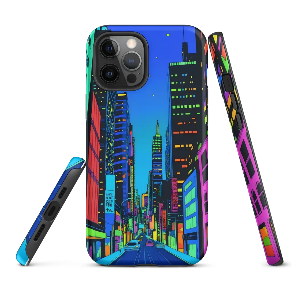 Neon Dreamscape: A Futuristic City at Dusk | Phone Case |  12 Pro Max | Tough Case | Matte