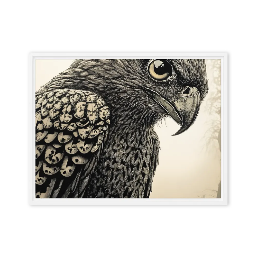 Majestic Owl in Detail | Canvas with White Frame | 18″×24″