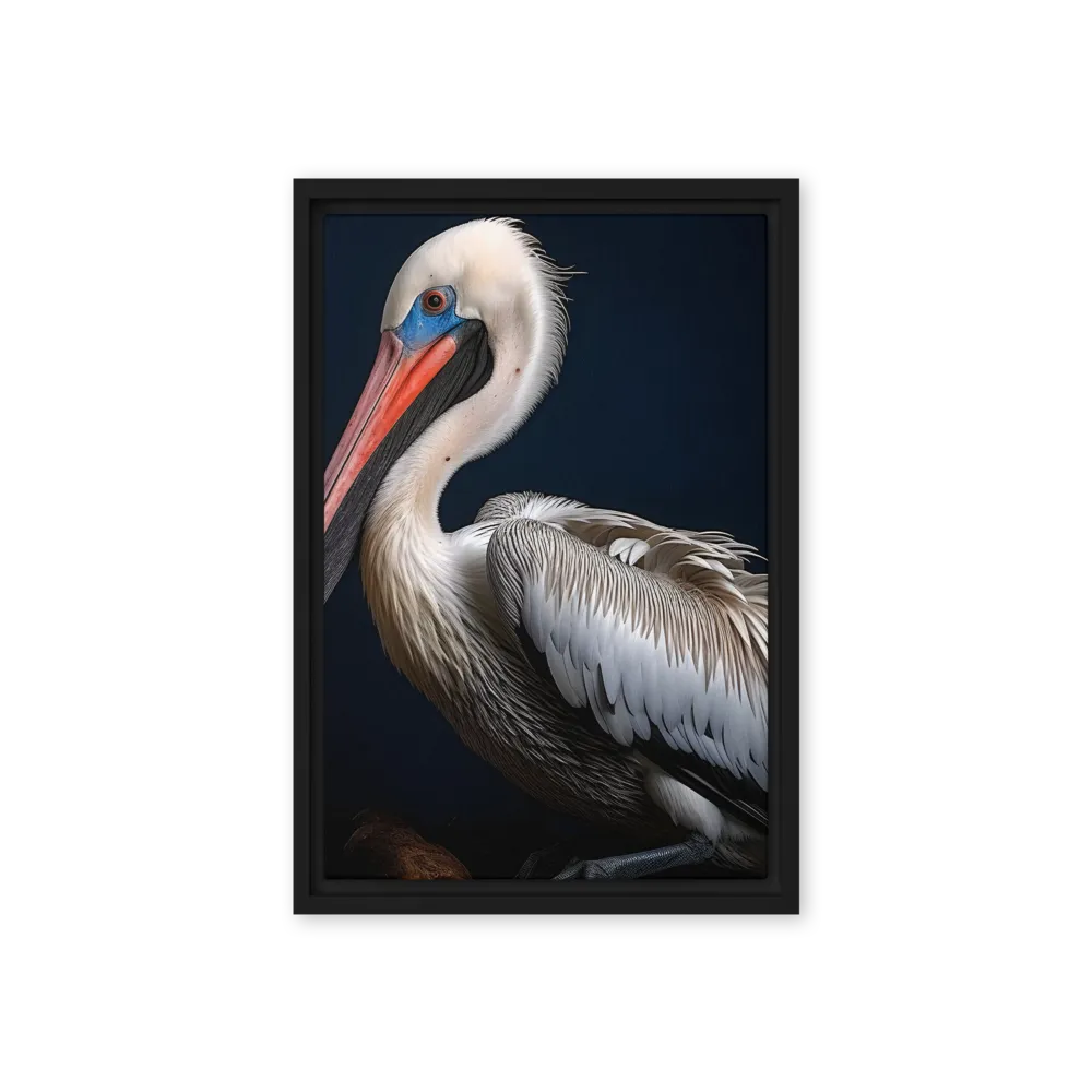 Majestic Pelican Portrait | Canvas with Black Frame | 12″×18″