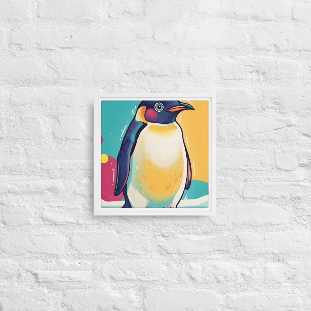 Colorful Penguin 
 Canvas with White Frame | 12″x 12″