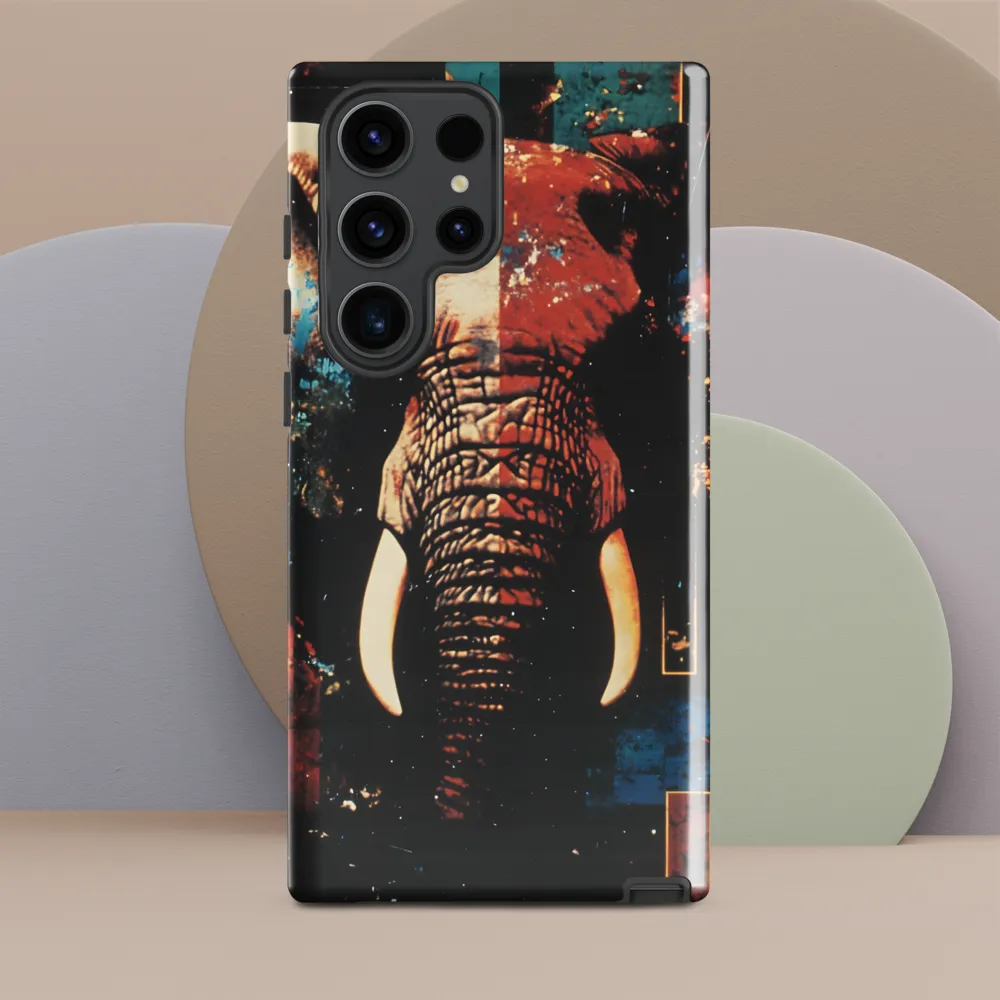 Split Portrait: Elephant in Red and Teal