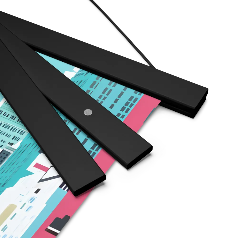 Urban Symphony: A Modern Cityscape | Poster With Black Wood Hanger | 10″×10″