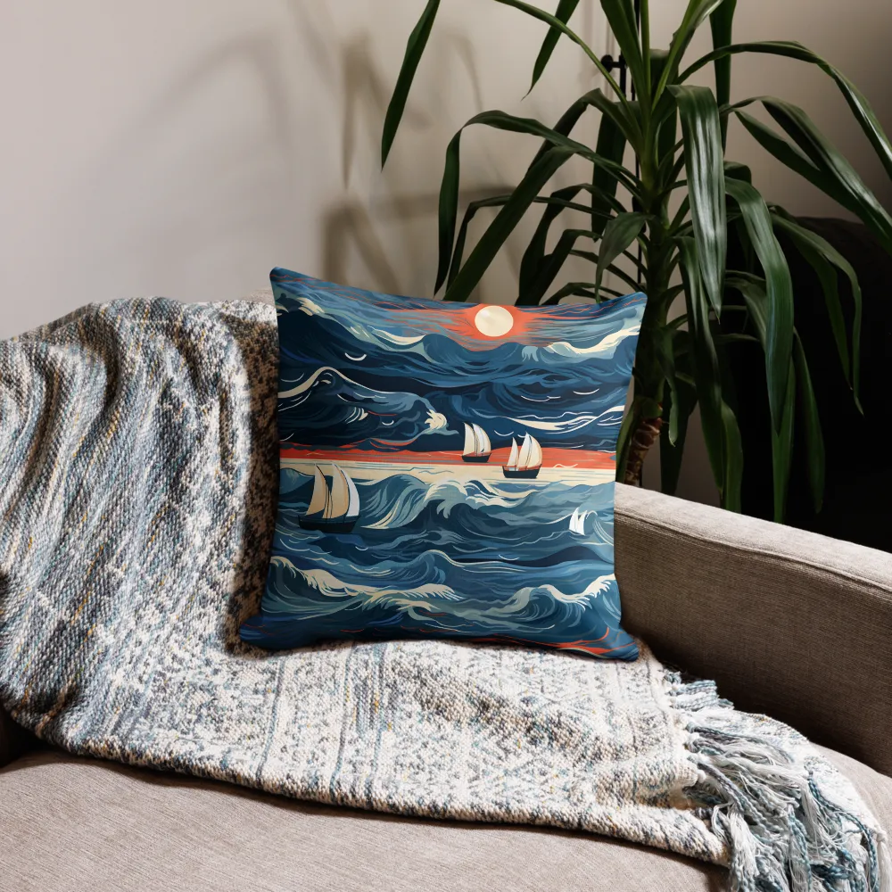 Ocean Whispers: A Voyage at Dusk | Pillow | 18″×18″