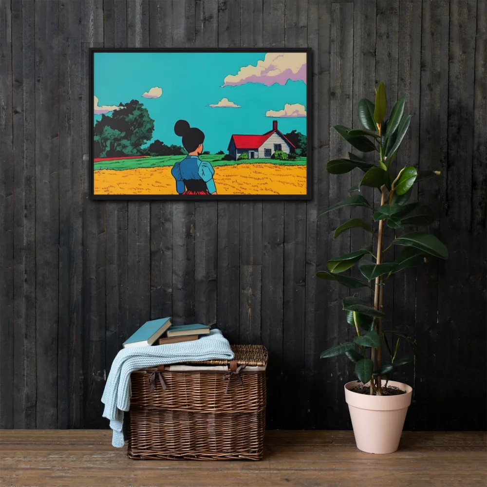 Whispers of a Sunlit Meadow | Canvas with Black Frame | 24″×36″