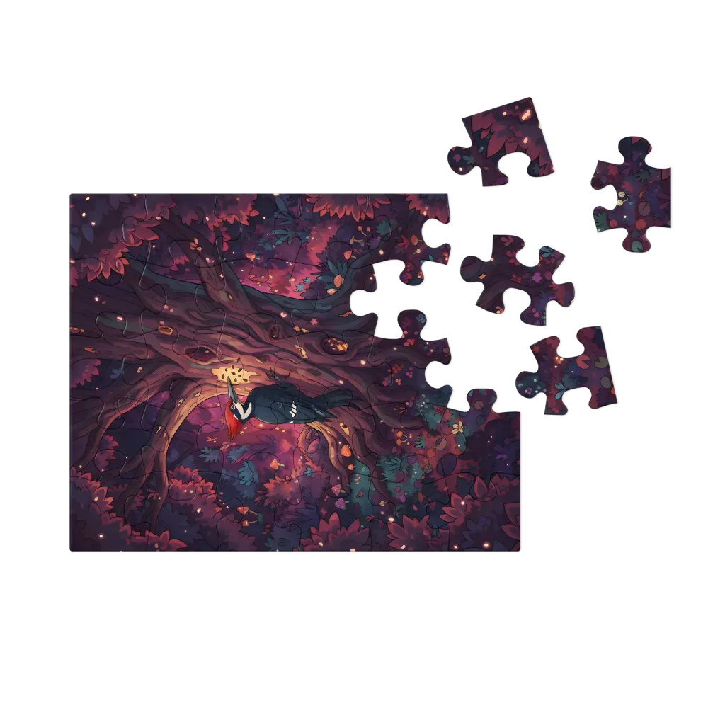 Woodpecker & the Glowing Tree 
 Jigsaw Puzzle in Tin Box