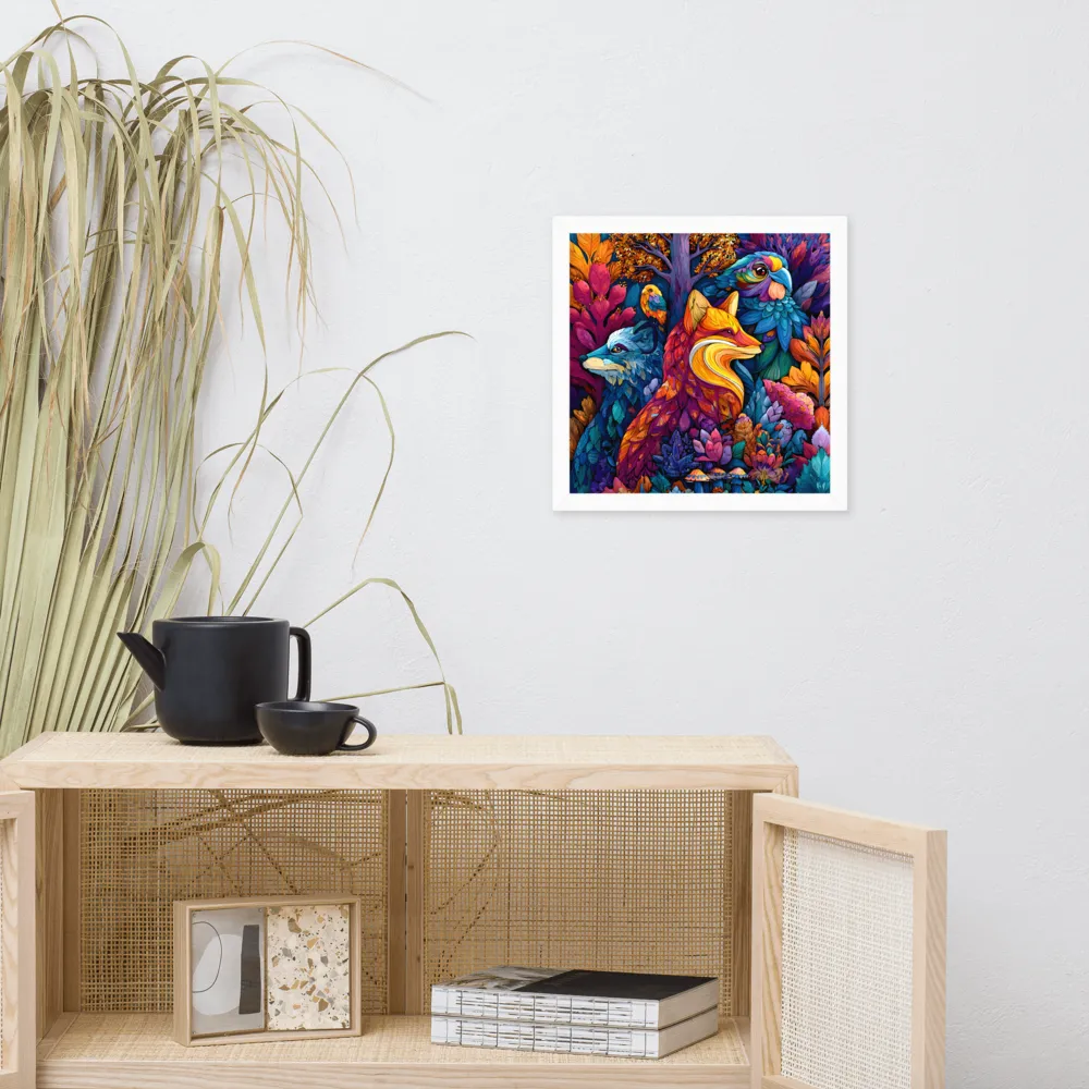 Chromatic Forest Trio 
 Poster with White Frame | 14″x 14″