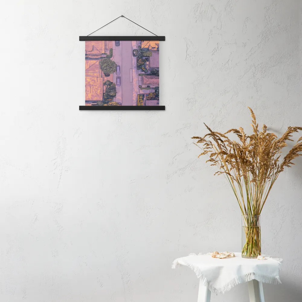 Aerial Serenity: Suburban Oasis | Poster With Black Wood Hanger | 14″×14″