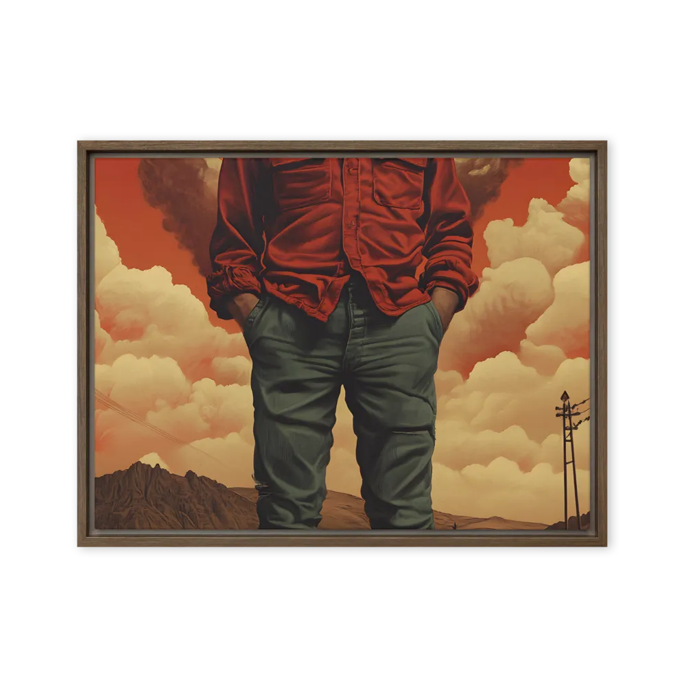 Defiant Spirit in a Surreal Landscape | Canvas with Brown Frame | 18″×24″