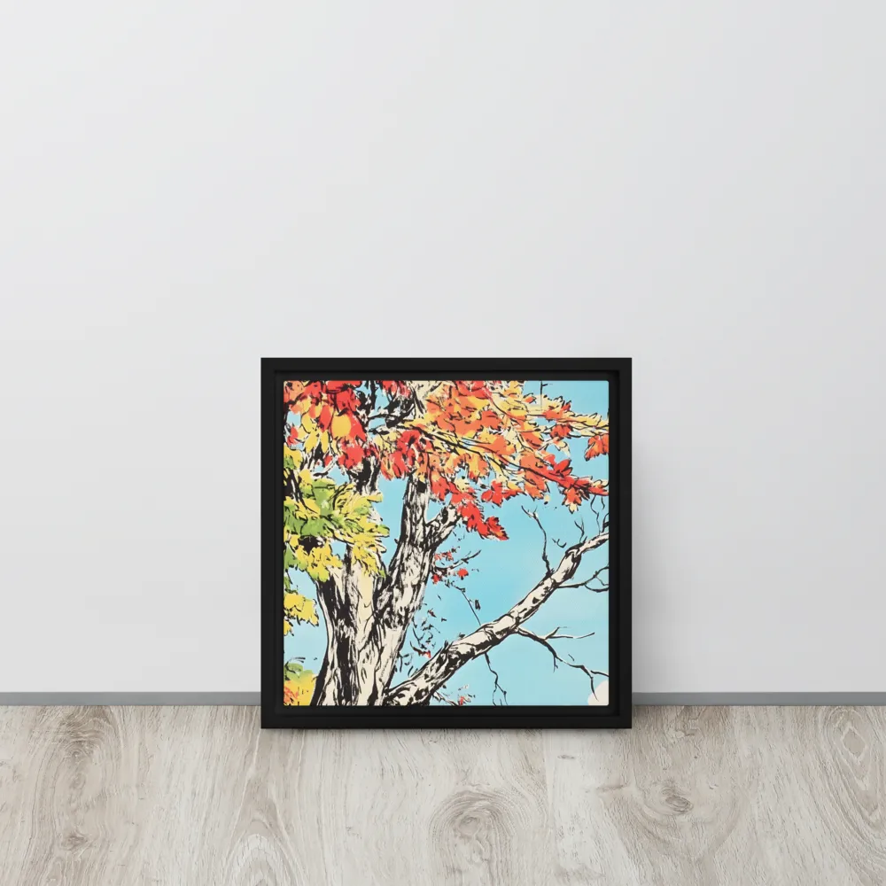 Autumn's Embrace | Canvas with Black Frame | 12″×12″