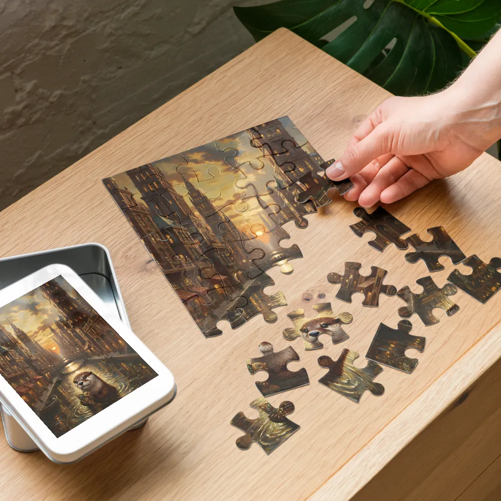 Otter of the Golden Canal 
 Jigsaw Puzzle in Tin Box