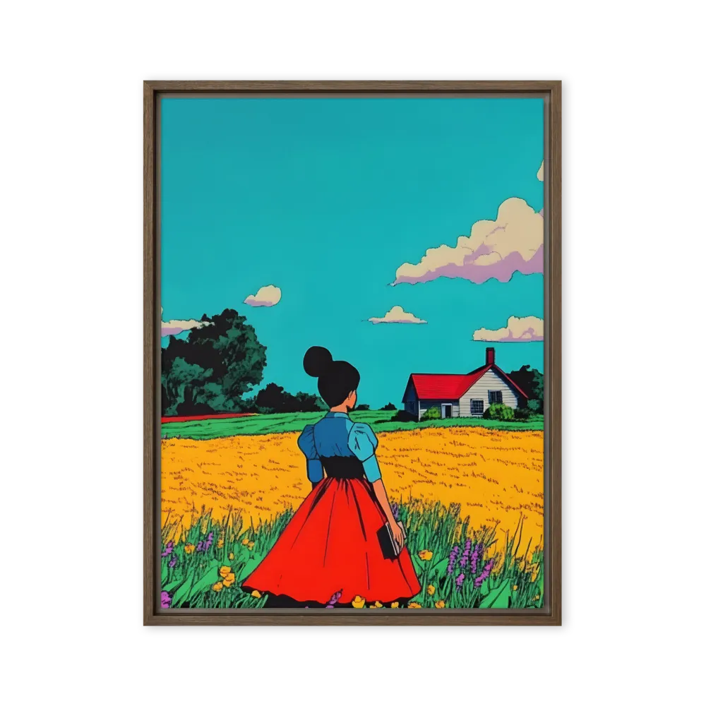 Whispers of a Sunlit Meadow | Canvas with Brown Frame | 24″×32″