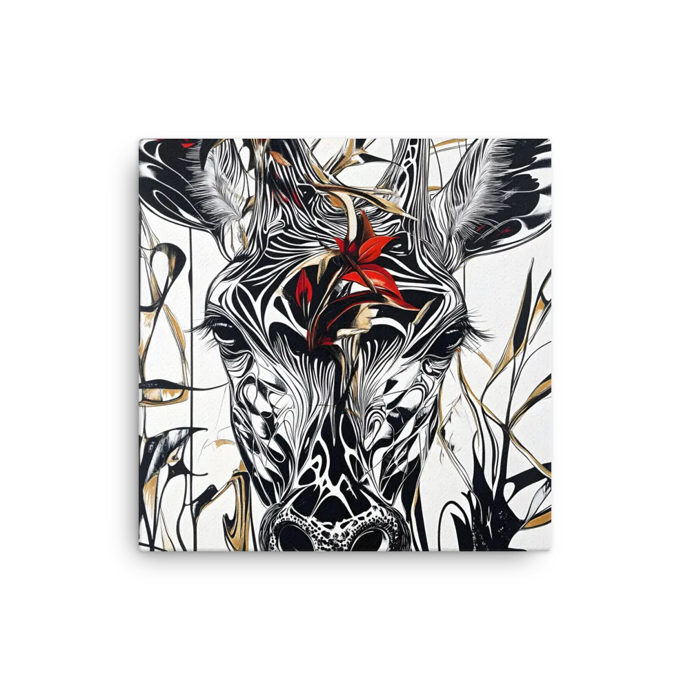 Floral Elegance: The Giraffe's Portrait | Thin Canvas | 16″×16″
