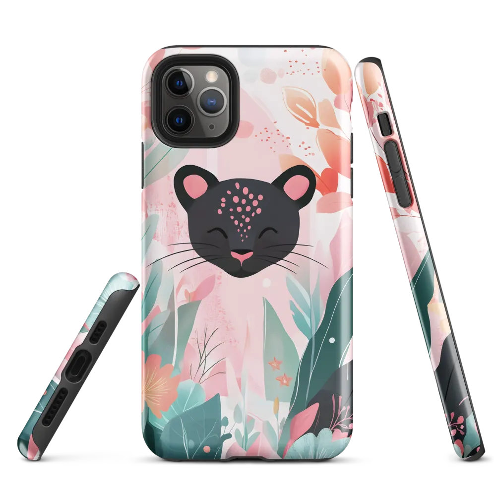 Whimsical Panther in Bloom | Phone Case |  11 Pro Max | Tough Case | Glossy