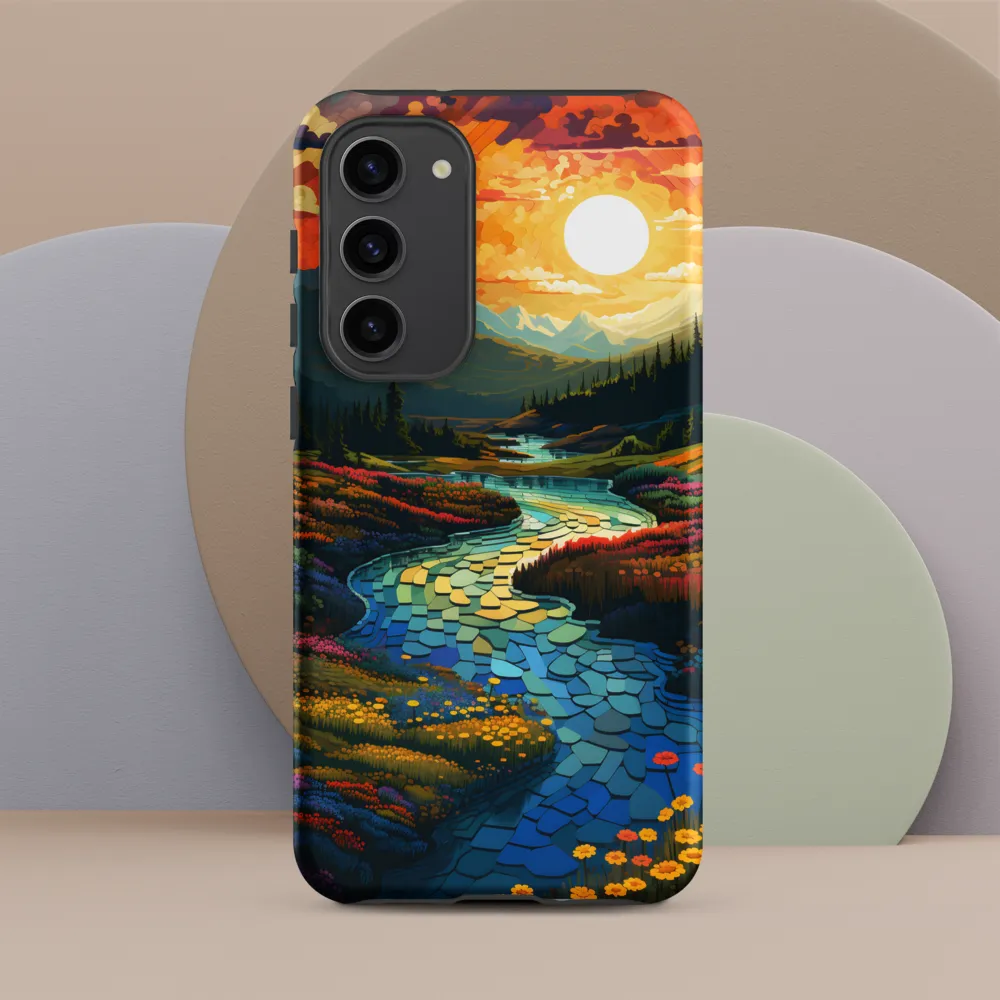 Serenity in Sunset: A Winding River's Embrace | Phone Case |  S23 Plus | Tough Case | Matte