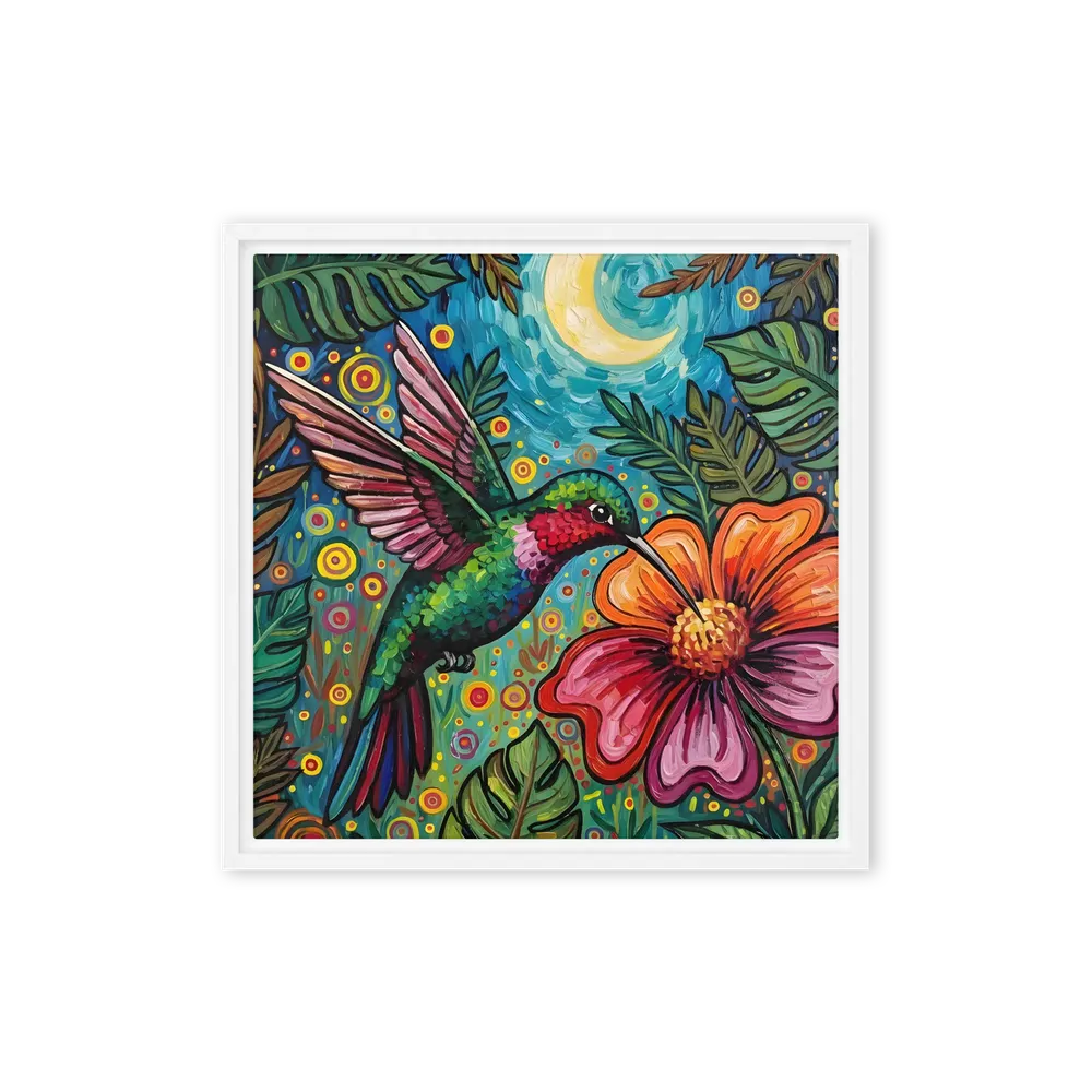 Moonlit Hummingbird 
 Canvas with White Frame | 16″x 16″