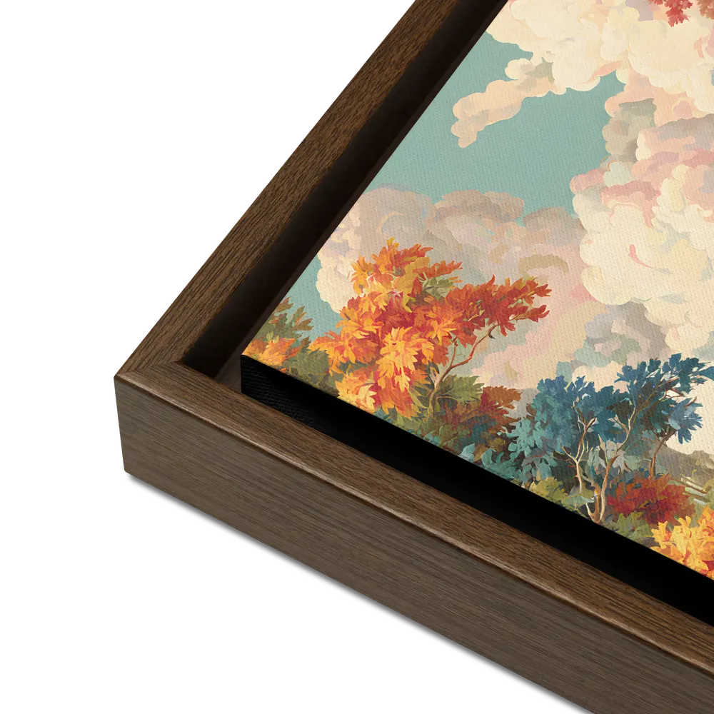 River Garden Reverie 
 Canvas with Brown Frame | 12″x 12″