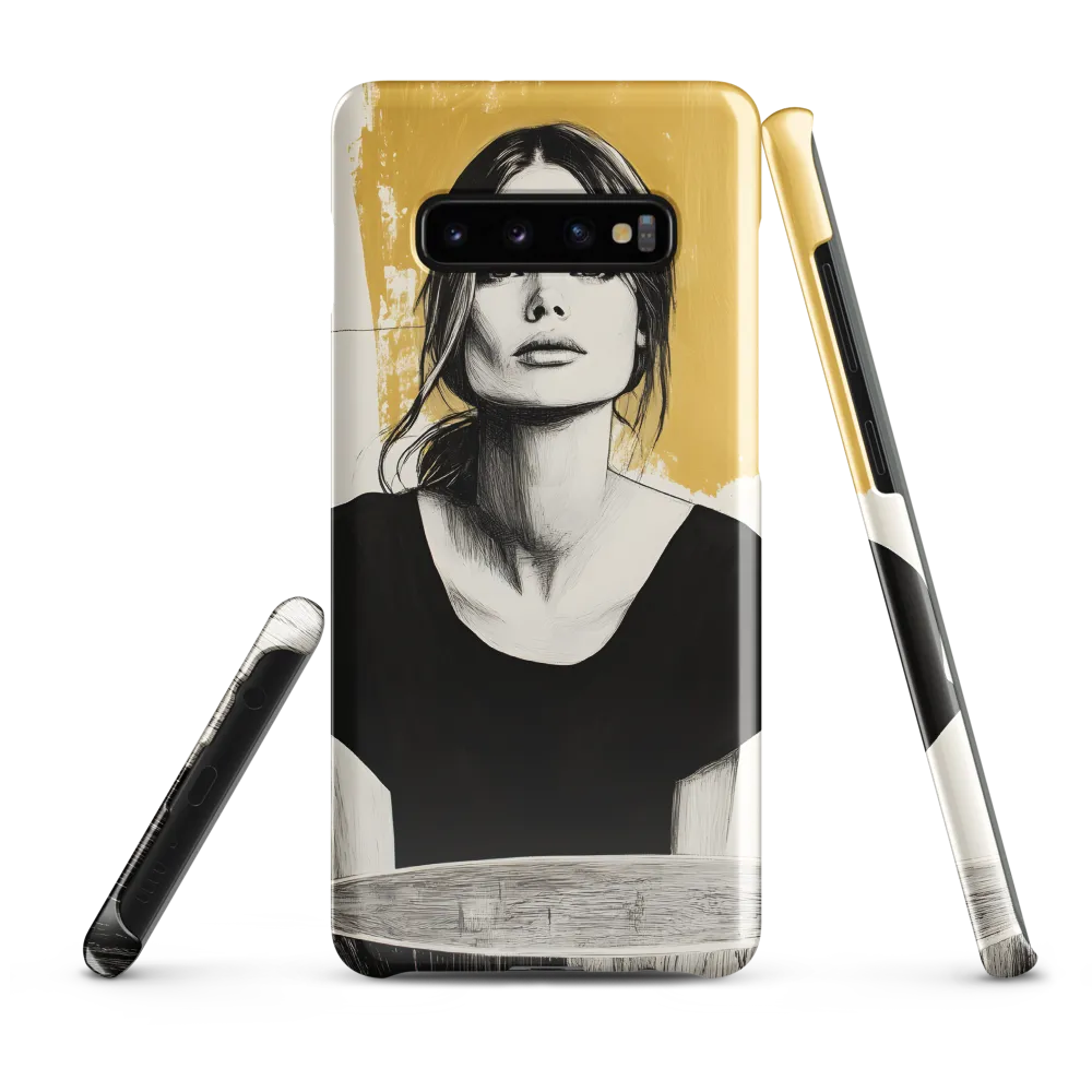 Golden Serenity: A Minimalist Portrait | Phone Case |  S10 Plus | Snap Case | Glossy