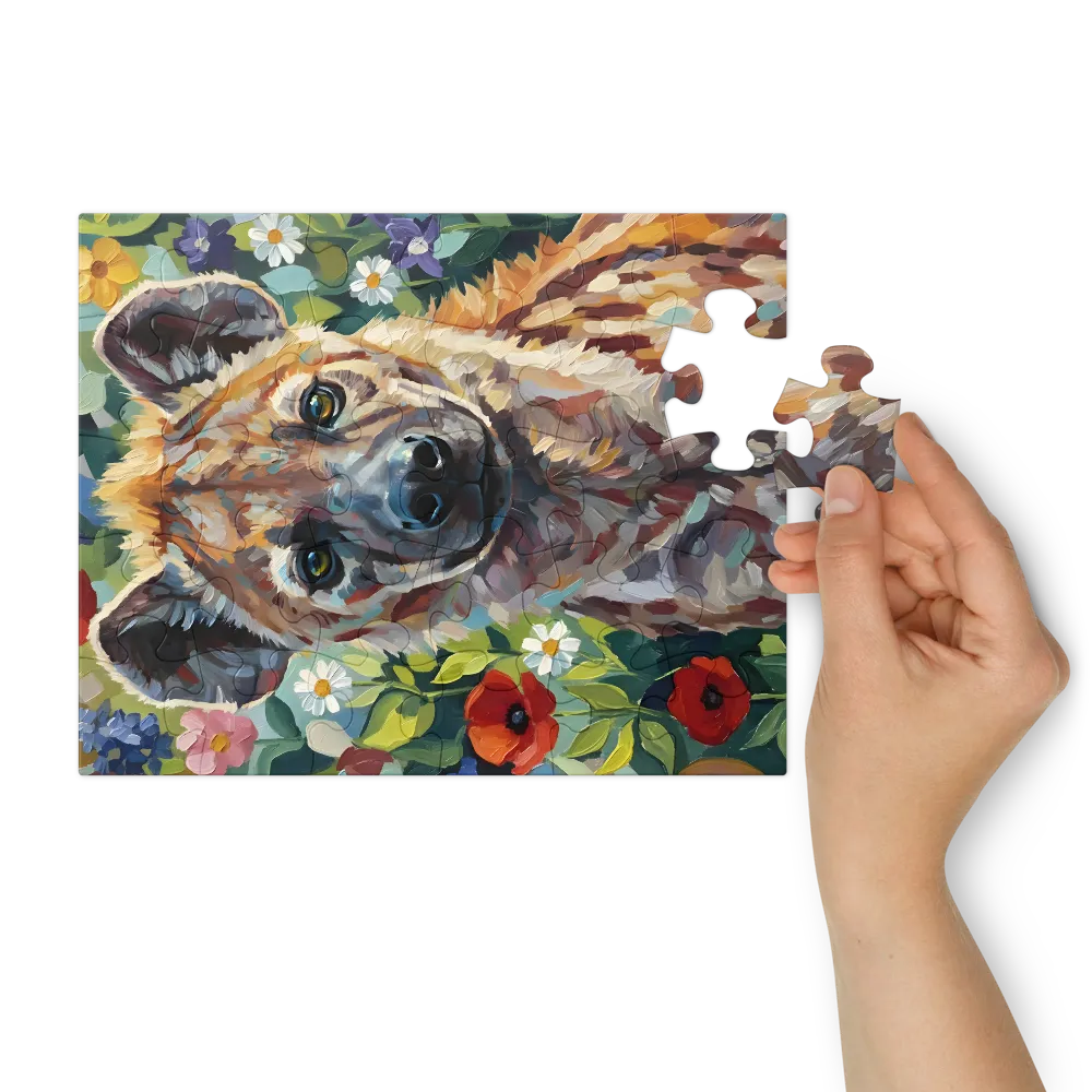 Hyena in Bloom 
 Jigsaw Puzzle in Tin Box