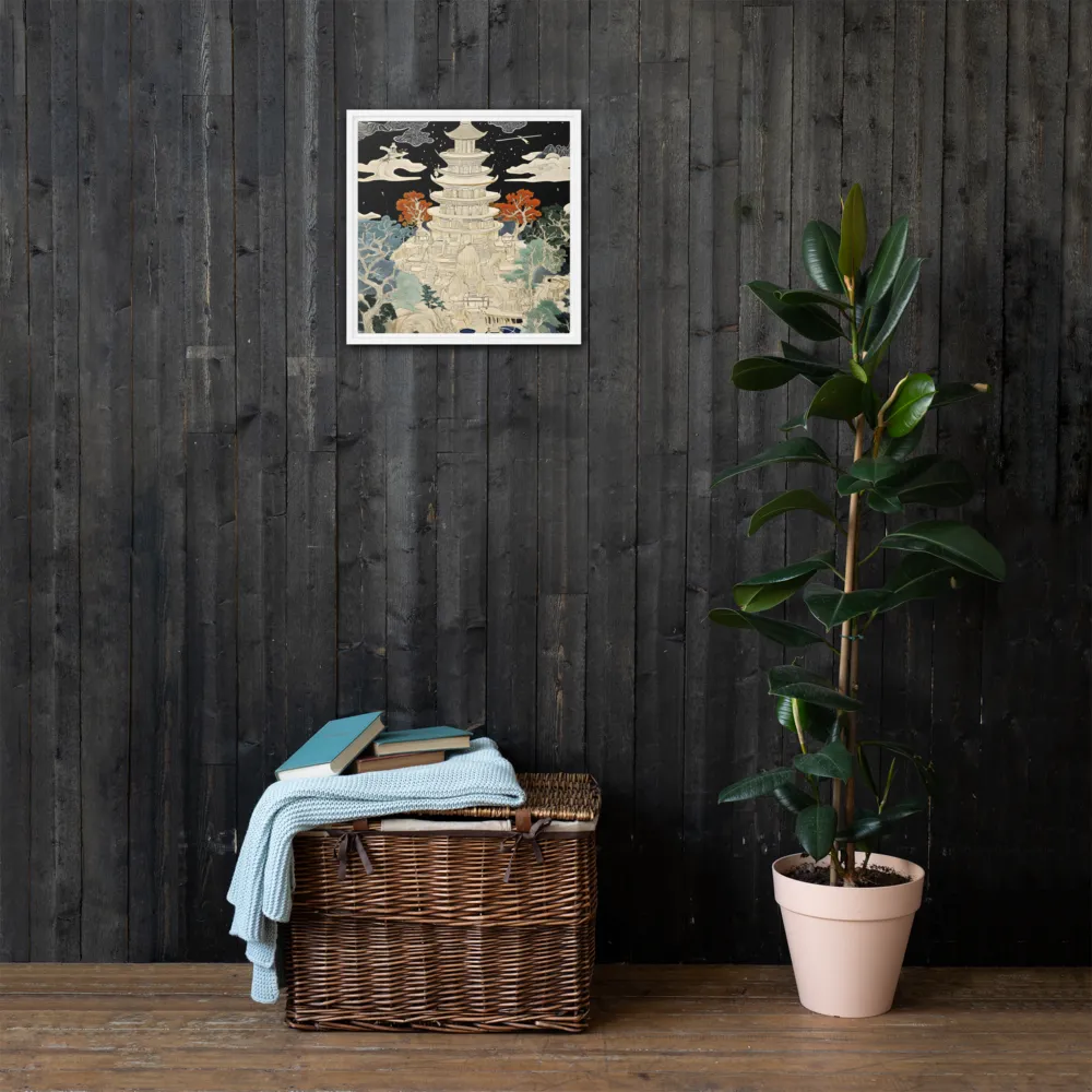 Whispers of the Pagoda | Canvas with White Frame | 16″×16″