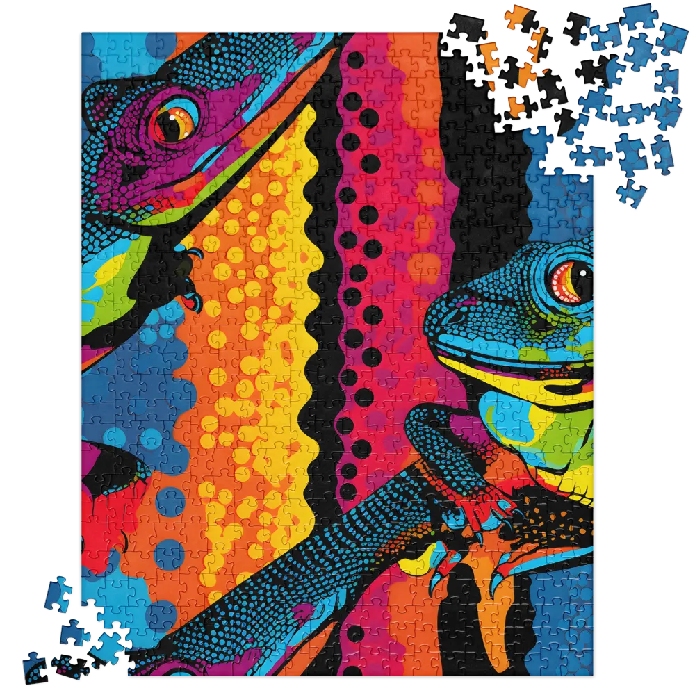 Colorful Encounters: The Playful Geckos | Jigsaw Puzzle | 520 pieces