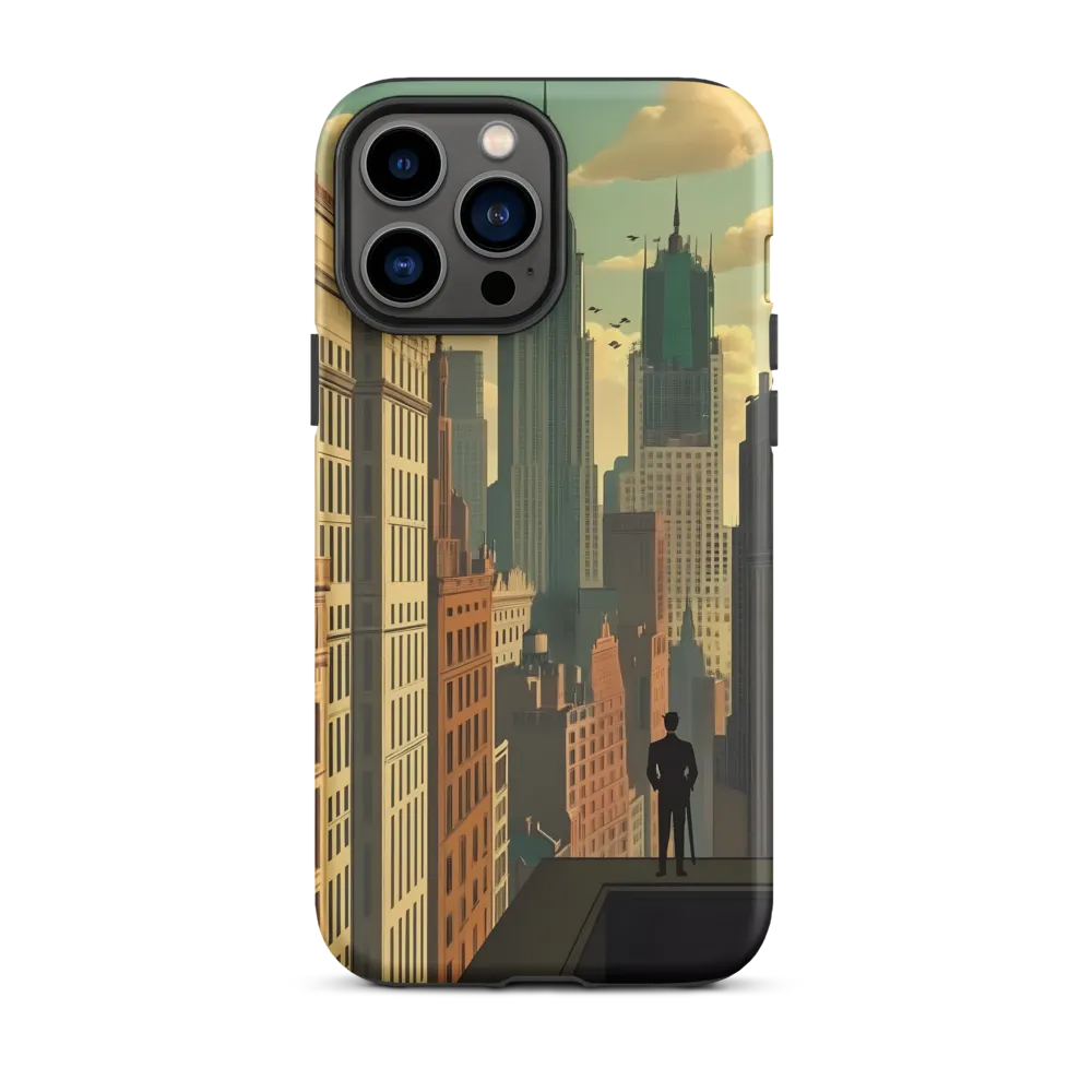 Urban Dreams: A Silhouette in Art Deco Cityscape