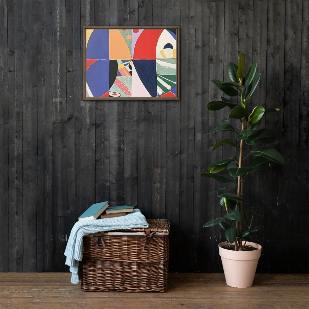 Dynamic Mosaic Symmetry | Canvas with Brown Frame | 18″×24″