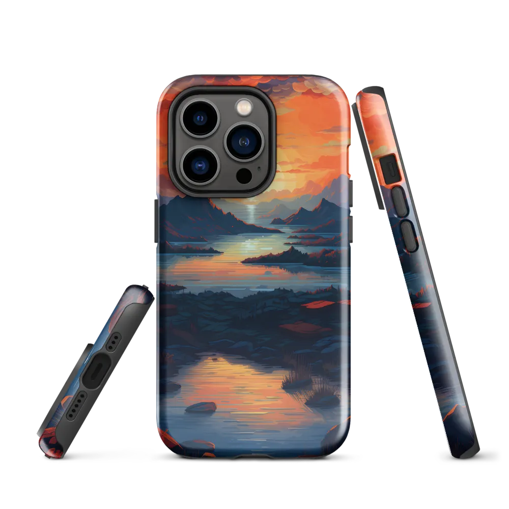 Ethereal Evening: A Digital Dusk | Phone Case |  14 Pro | Tough Case | Glossy