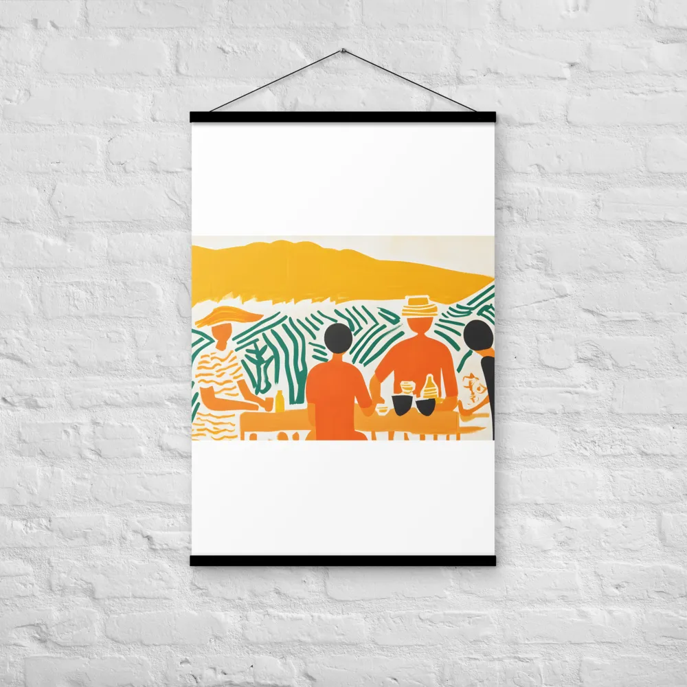 Summer Vibes: Café Conversations | Poster With Black Wood Hanger | 24″×36″