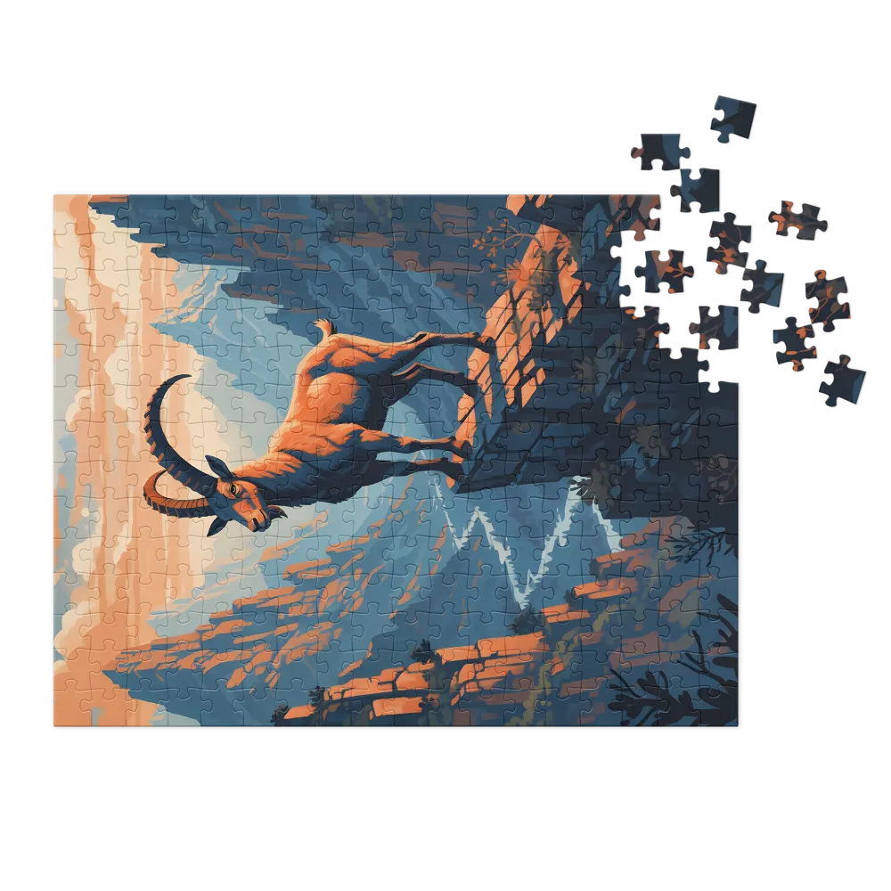 Ibex on Cliffside 
 Jigsaw Puzzle in Tin Box