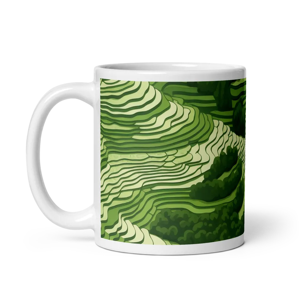 Waves of Green: An Abstract Landscape | Mug with White inside | 11 oz