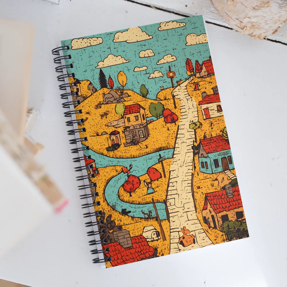 Whimsical Village Landscape | Spiral Notebook