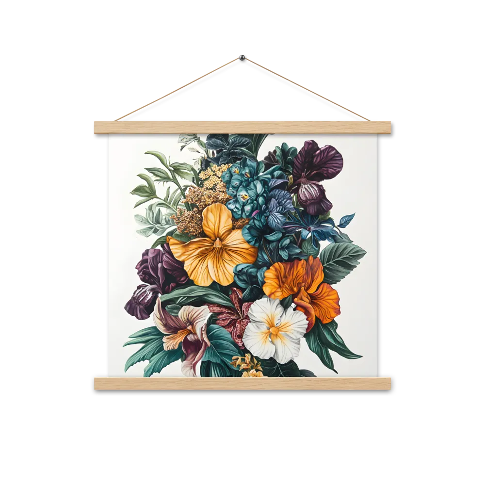 Floral Symphony | Poster With Oak Wood Hanger | 18″×18″