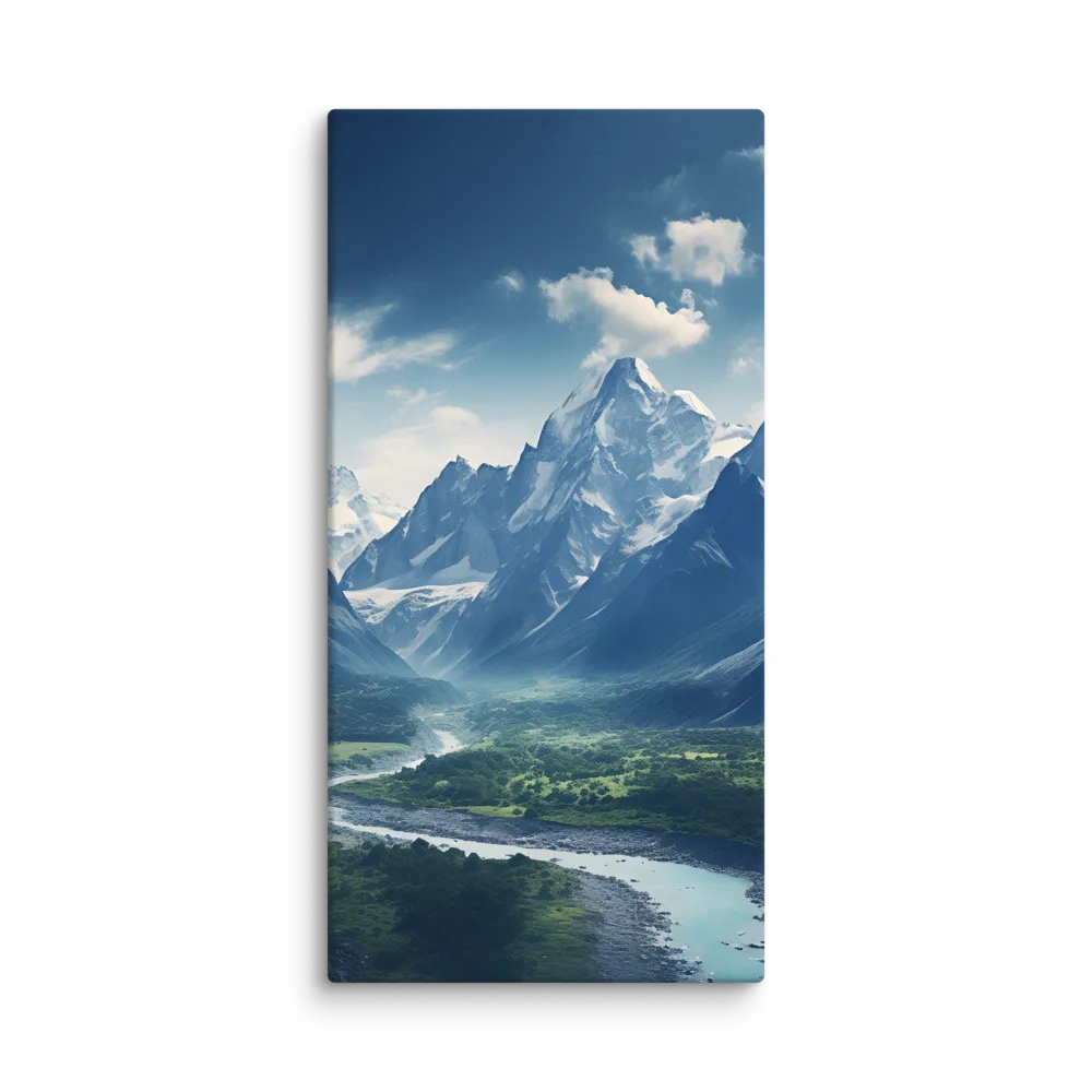 Majestic Serenity: A Landscape of Mountains and Rivers | Canvas | 20″×40″
