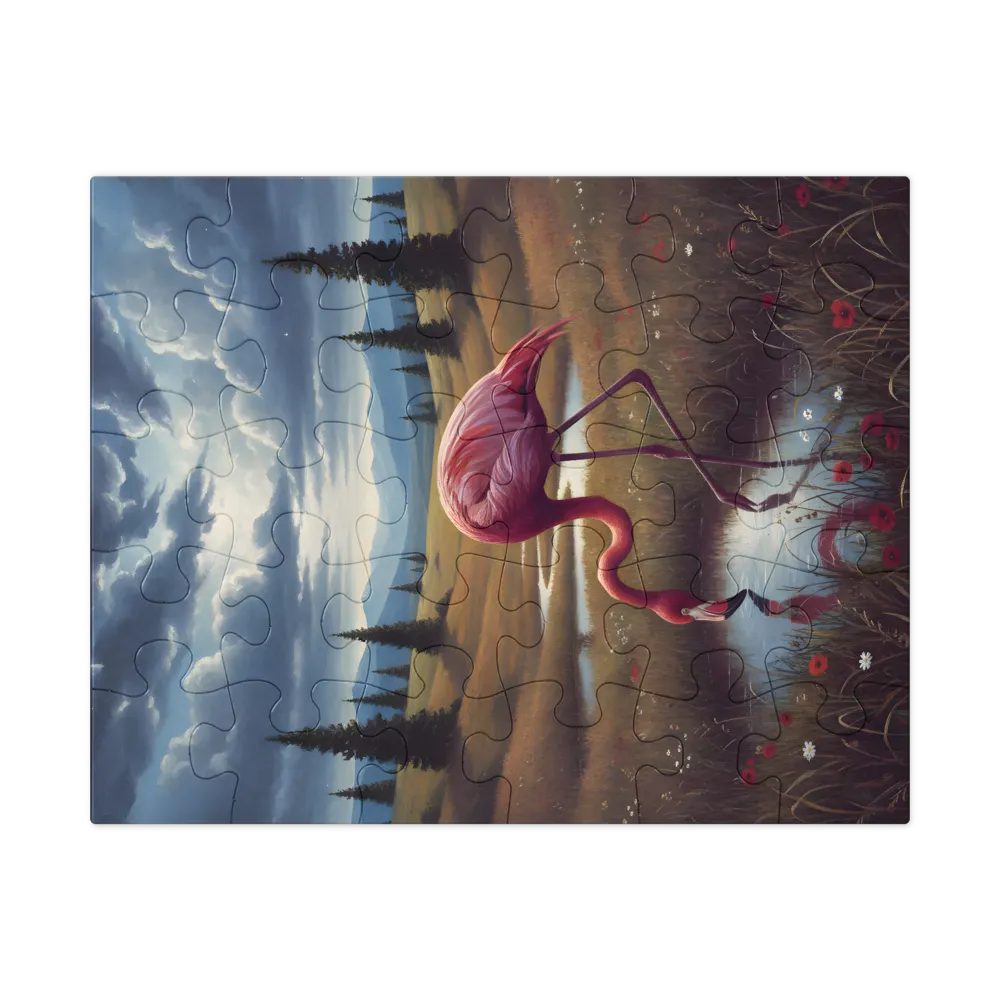 Twilight Flamingo 
 Jigsaw Puzzle in Tin Box