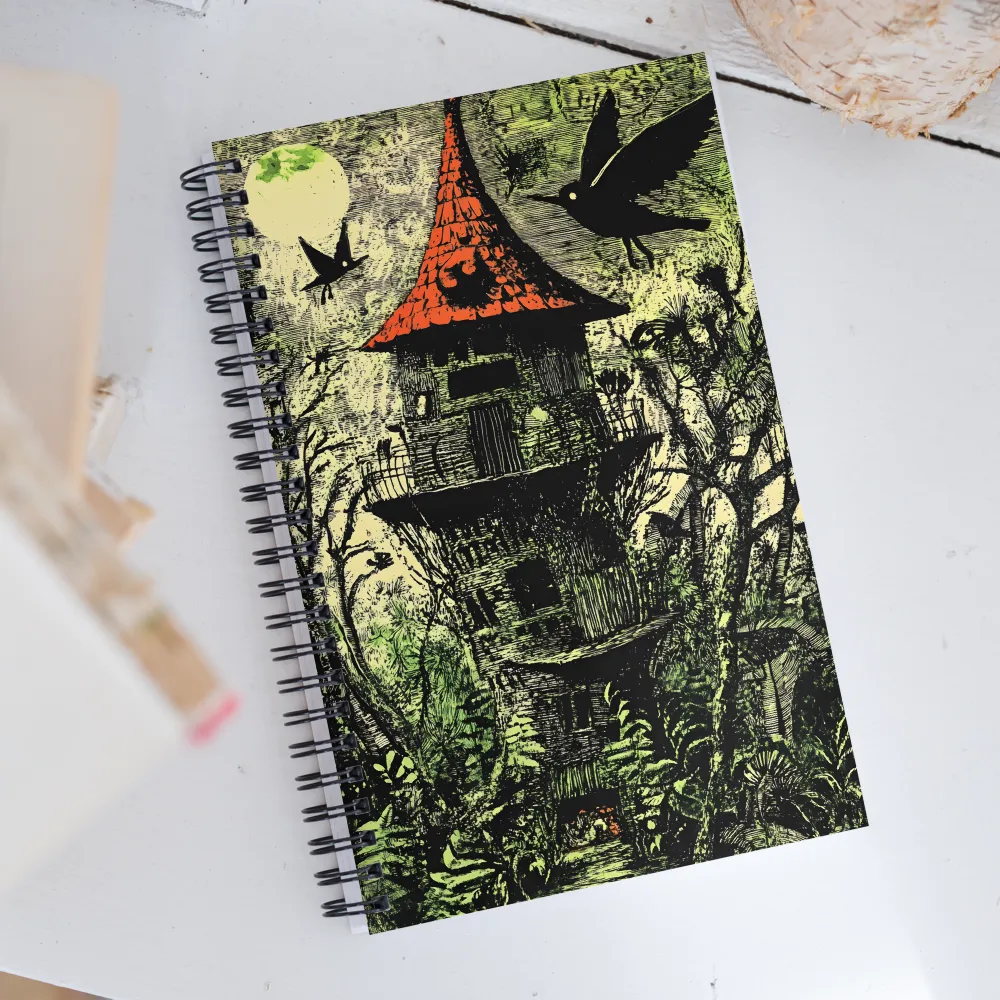 Enchanted Tower Under a Moonlit Sky | Spiral Notebook