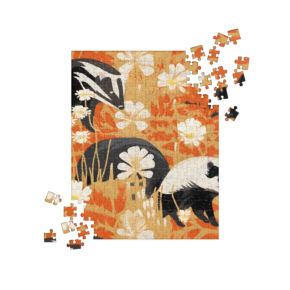 Whimsical Badgers in Bloom