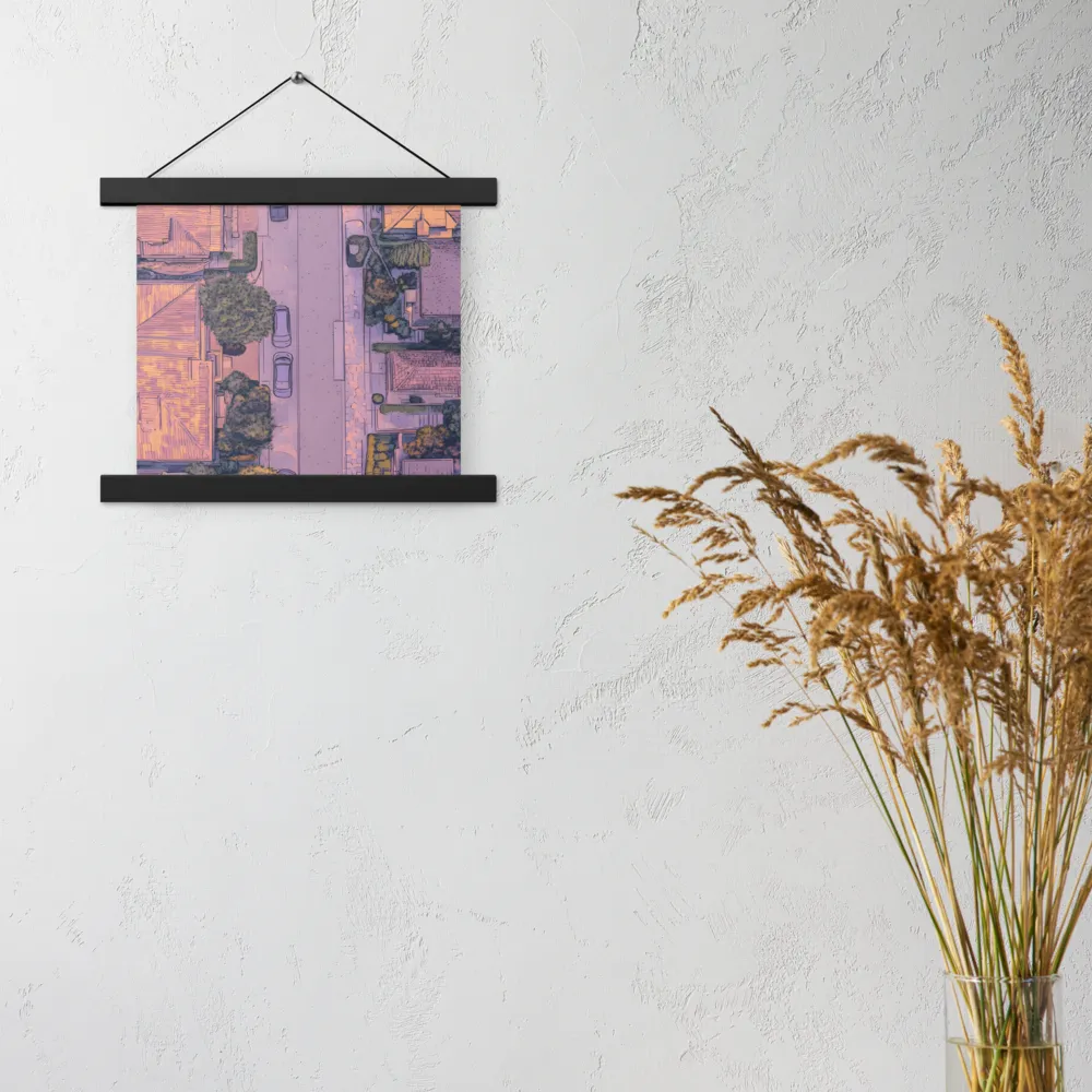 Aerial Serenity: Suburban Oasis | Poster With Black Wood Hanger | 10″×10″