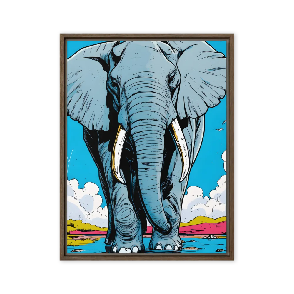 Majestic Presence: The Elephant | Canvas with Brown Frame | 24″×32″