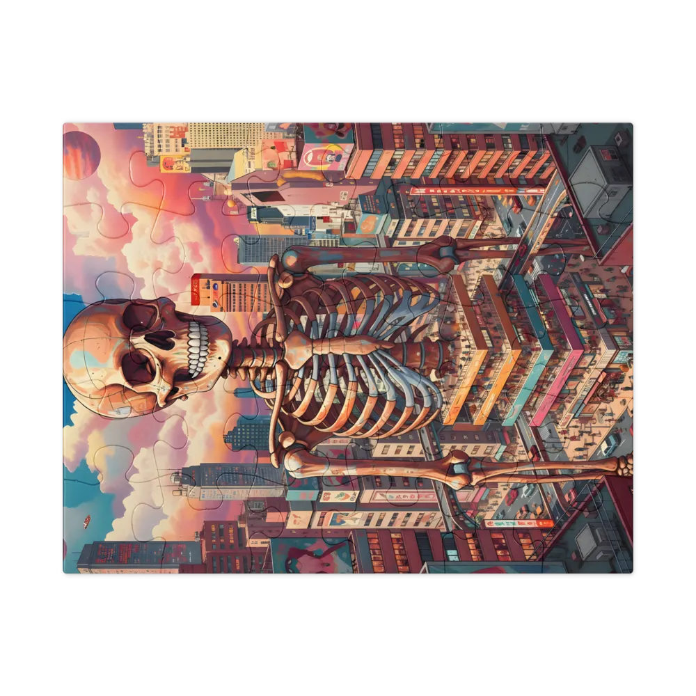 Colossal Skull Over City 
 Jigsaw Puzzle in Tin Box