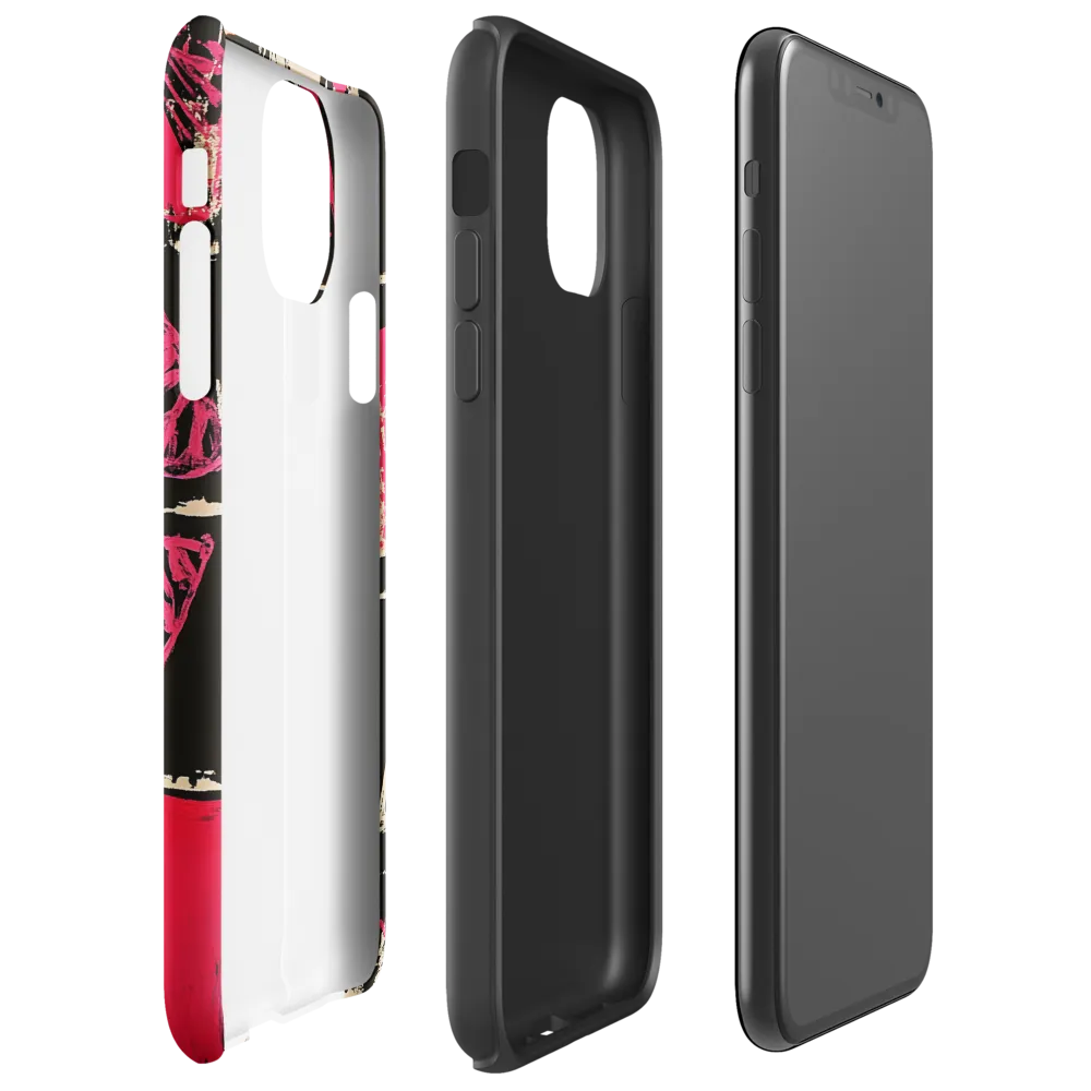 Geometric Symphony in Pink and Black | Phone Case |  11 Pro Max | Tough Case | Glossy