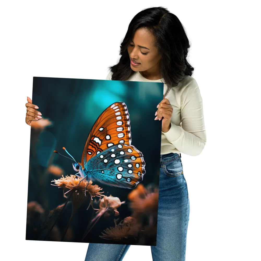 Whispers of Color: The Butterfly's Embrace | Metal Print | 16″×20″