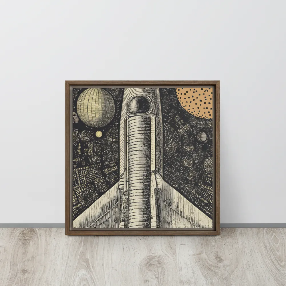 Voyage to the Unknown | Canvas with Brown Frame | 16″×16″