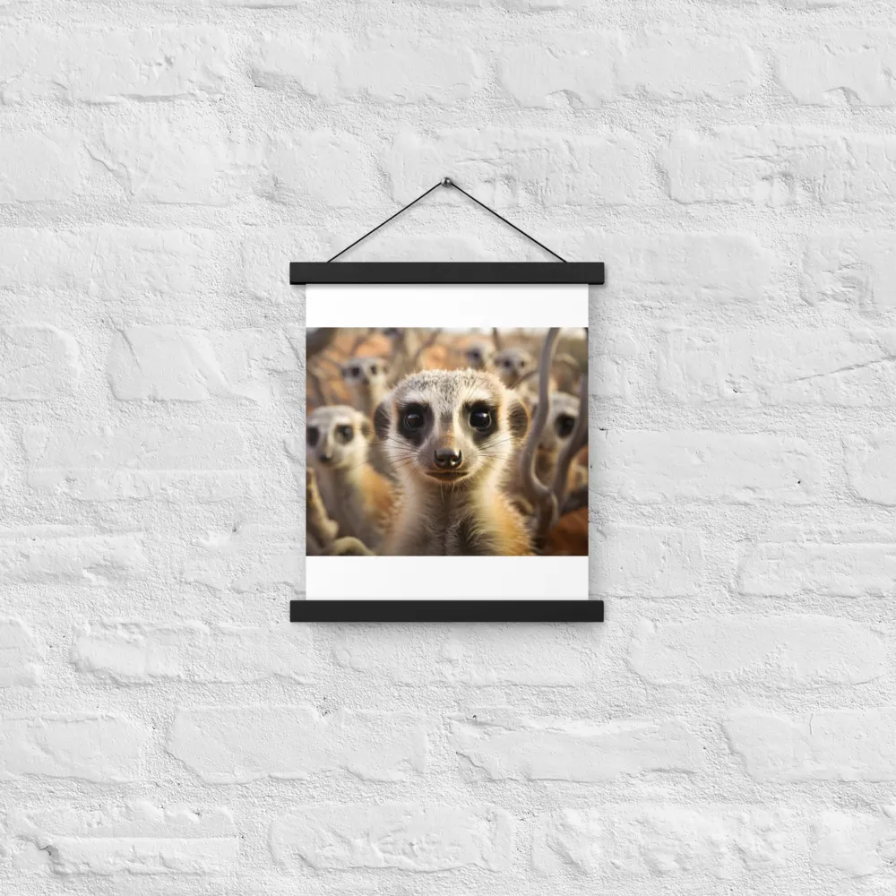 Curious Meerkats in Community | Poster With Black Wood Hanger | 11″×14″